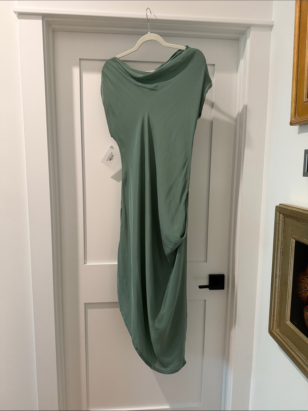 Artists and revolutionaries silk Sage Green Draped Dress(bw)